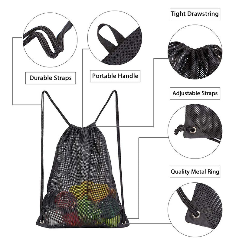 Heavy Duty Mesh Drawstring Bag, Sport Equipment Storage Bag for Beach, Swimming 1 Pack - BeesActive Australia
