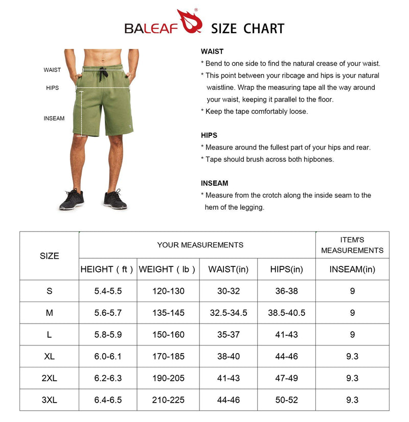 [AUSTRALIA] - BALEAF Men's Fleece Gym Shorts Cotton 9 Inches with Zipper Pockets for Home Fitness Jogger Casual Charcoal Medium 
