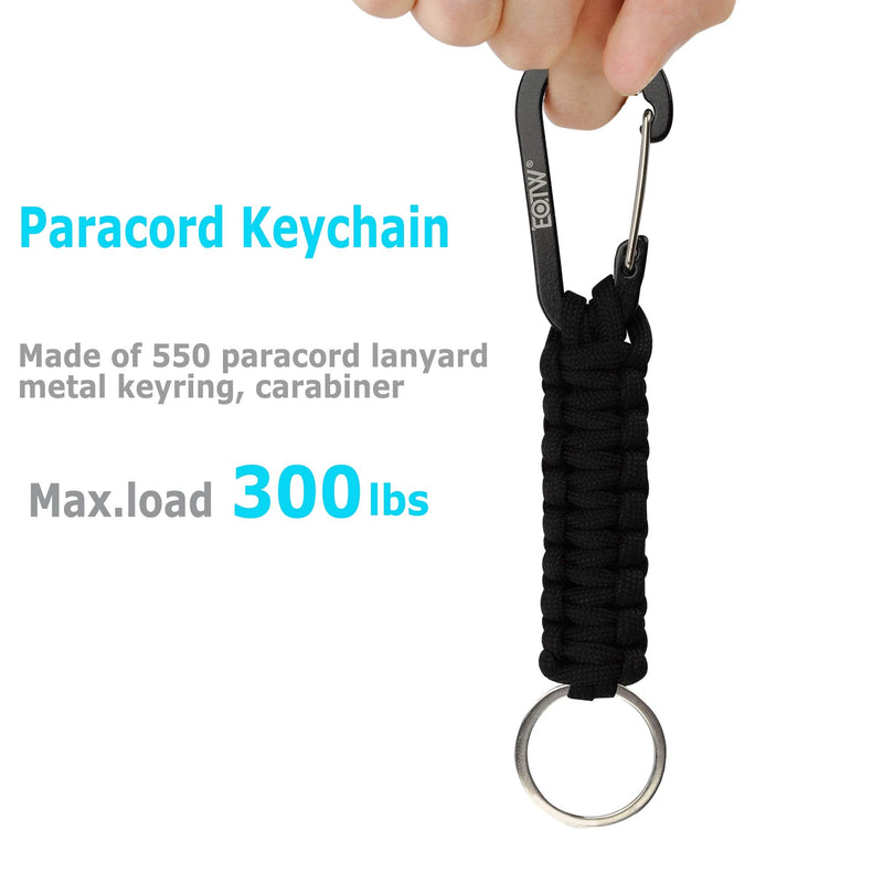 EOTW Paracord Keychain with Carabiner Heavy Duty Key Clip for Men Women Black - BeesActive Australia