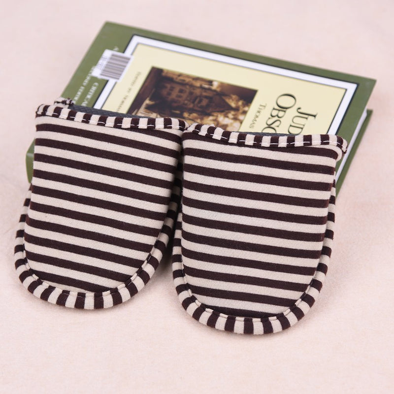 Keenso House Slippers Travel Portable Foldable Reusable Indoor Soft Cotton Anti-Slip Slippers for Home Hotel Woman-coffee Stripes - BeesActive Australia