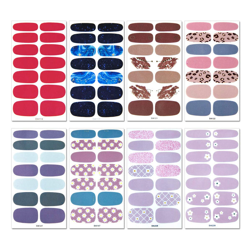 SILPECWEE 20 Sheets Solid Color Nail Art Stickers Decals 1Pc Nail File Self-Adhesive Nail Polish Strips Nail Wraps Manicure Kit for Women NO2 - BeesActive Australia