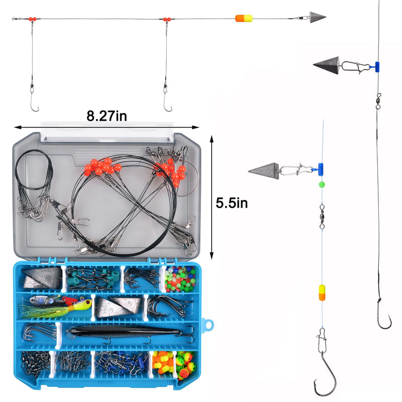 Surf Fishing Tackle Kit Ocean Saltwater Fishing Lures Surf Fishing Gear Fish Finder Rigs Pompano Rig Pyramid Sinker Weight Fishing Hooks Swivels Various Accessories - BeesActive Australia