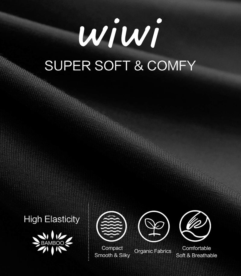 WiWi Women's Nightgowns Soft Bamboo Pajamas 3/4 Sleeves Sleep Shirt Lightweight Nightshirts Plus Size Sleepwear S-4X A-black Large - BeesActive Australia
