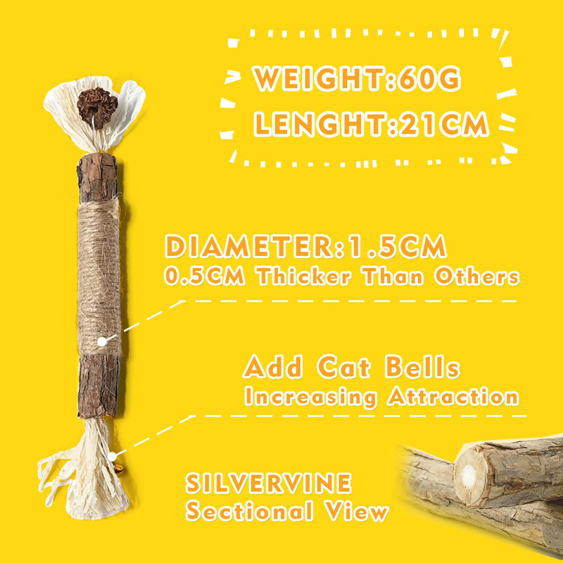 Cat Chew Toy Kitten Teething Toys Catnip Toys Kitty Cleaning Interactive Indoor Bunny Chew Toys Silvervine Sticks for Aggressive Chewers, All Ages, Breeds, 3 Pcs - BeesActive Australia