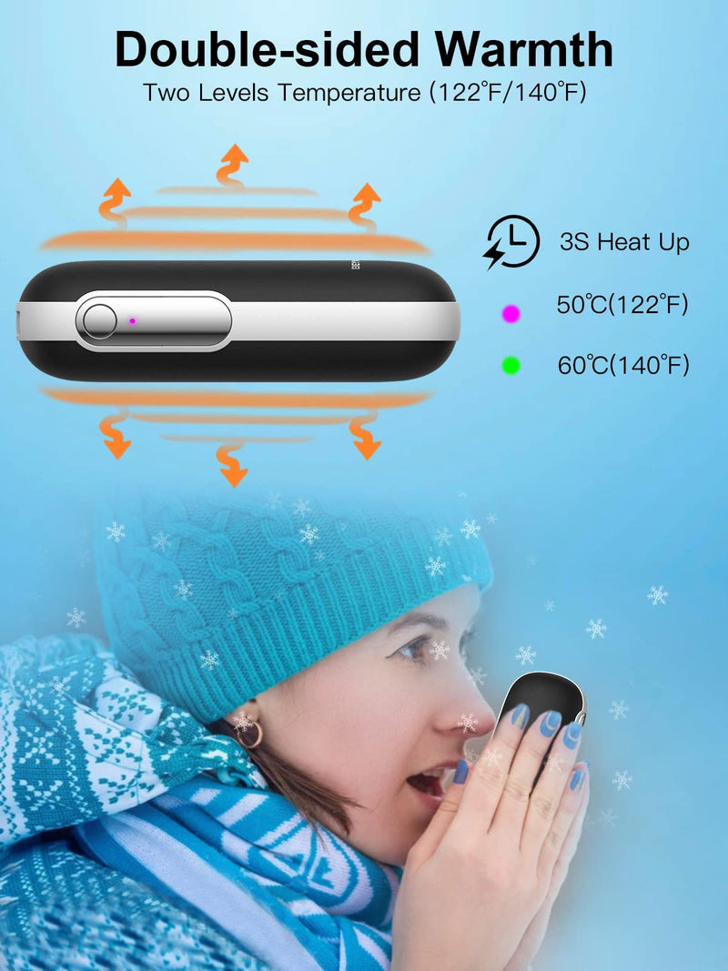Hand Warmers Rechargeable 2 Pack, 5000mAh Rechargeable Electric Hand Warmer,Portable Reusable USB Heater/Power Bank,Pocket Body Warmer for Outdoor Sports, Hunting,Camping,Winter Gifts for Women Men Black - BeesActive Australia