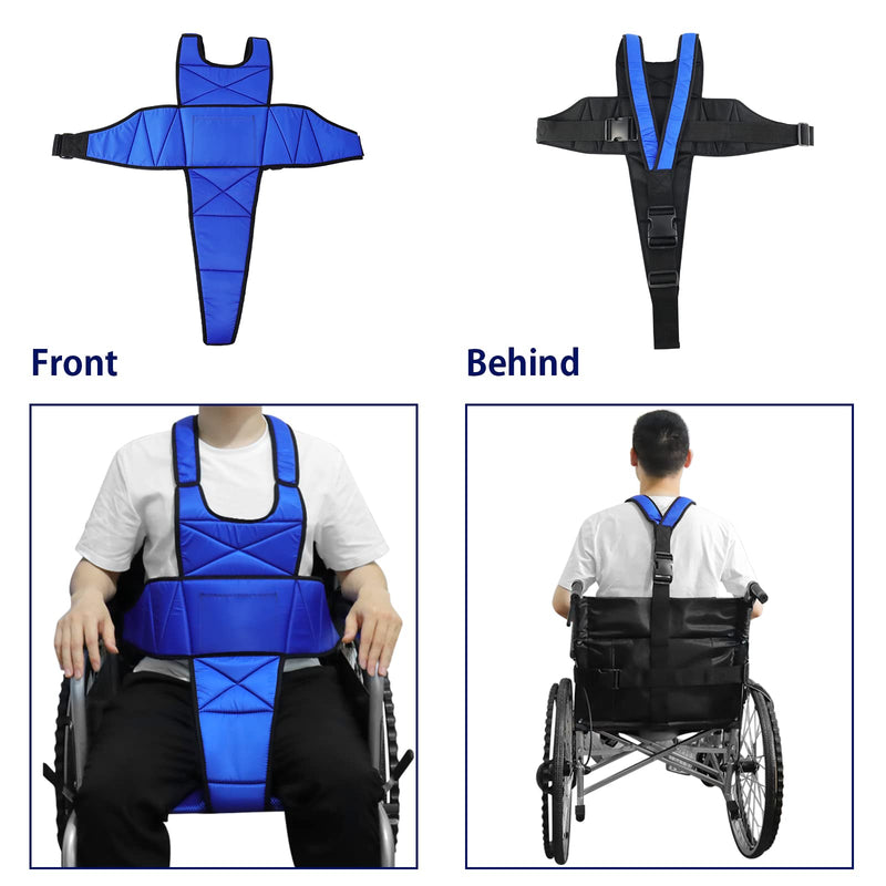 [LOSCHEN] Wheelchair Harness Belt Non-Slip Breathable Whole Body Waist Strap Seat Belt for Elderly People and Patients（Blue） - BeesActive Australia