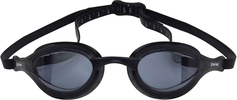 New Wave Swim Goggles with Protective Storage Case - Anti Fog Lenses, Four Nose Bridges for Triathlon & Open Water Swimming Nightfall = Smoke Lens in Black Frame - BeesActive Australia