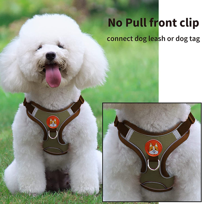 Small Dog Harness No Pull, Adjustable Dog Harness and Leash Set with 2 Leash Clips, Reflective Soft Padded Dog Vest Harness for Small Medium Dogs S (ref: 4.0 to 6.6 lbs) Brown - BeesActive Australia