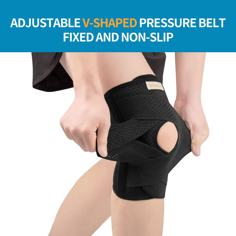 Galvaran Knee Brace with Side Stabilizers for Meniscal Tear Knee Pain ACL MCL Arthritis Injuries Recovery, Breathable Adjustable Knee Support for Men and Women Black Medium - BeesActive Australia