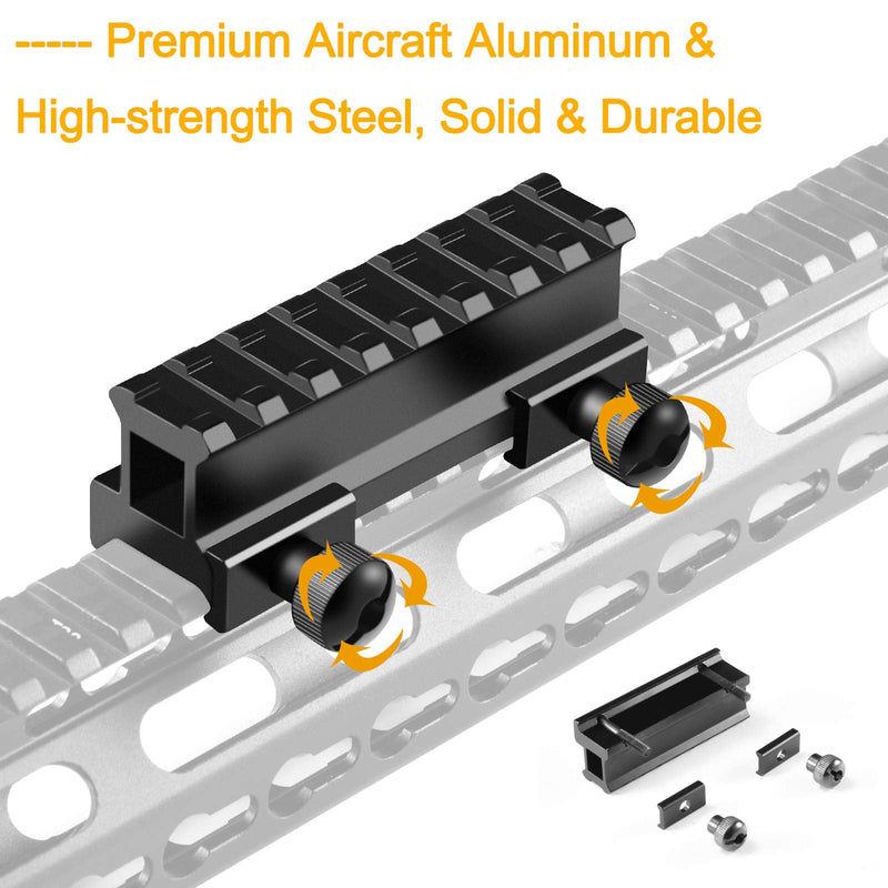 FENTUK Picatinny Riser Mounts, 1 Inch High Profile 8 Slots Picatinny Rail Riser Mount with See Through Design for Scopes Optics Red Dots Sights - 2 Pack - BeesActive Australia