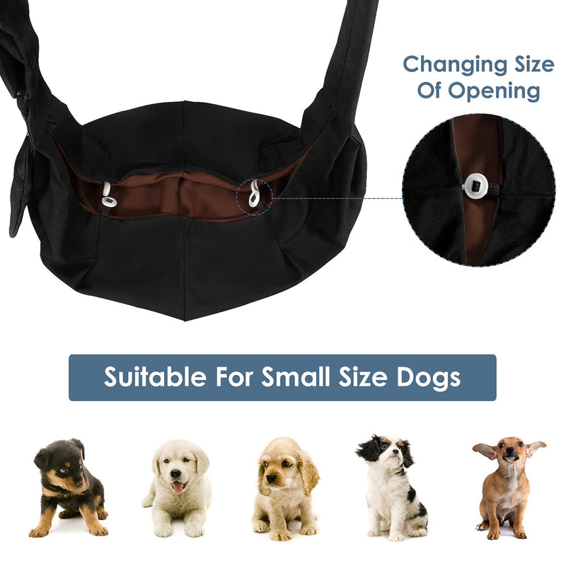 Lukovee Pet Sling, Hand Free Dog Sling Carrier Adjustable Padded Strap Tote Bag Breathable Cotton Shoulder Bag Front Pocket Safety Belt Carrying Small Dog Cat Puppy Machine Washable A- Black For Pets 8~15lbs - BeesActive Australia