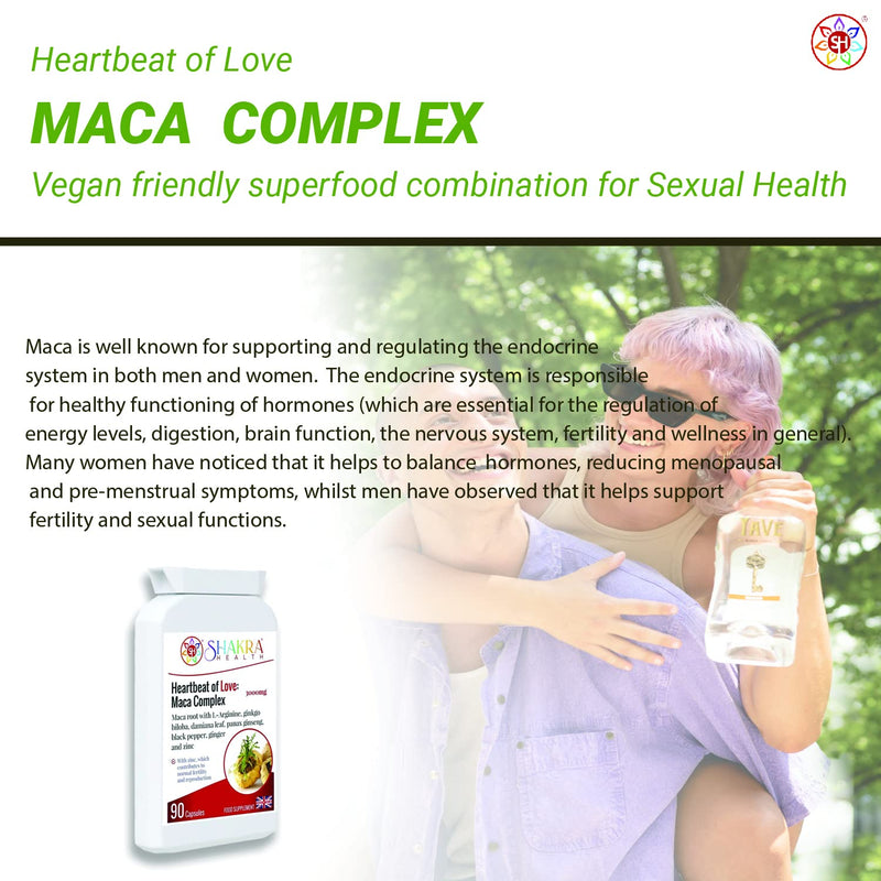 Heartbeat of Love: Maca Complex. Relieve Premenstrual Syndrome, Increase Intimate, Drive, Energy, Stamina for Men & Women | Shakra Health - BeesActive Australia