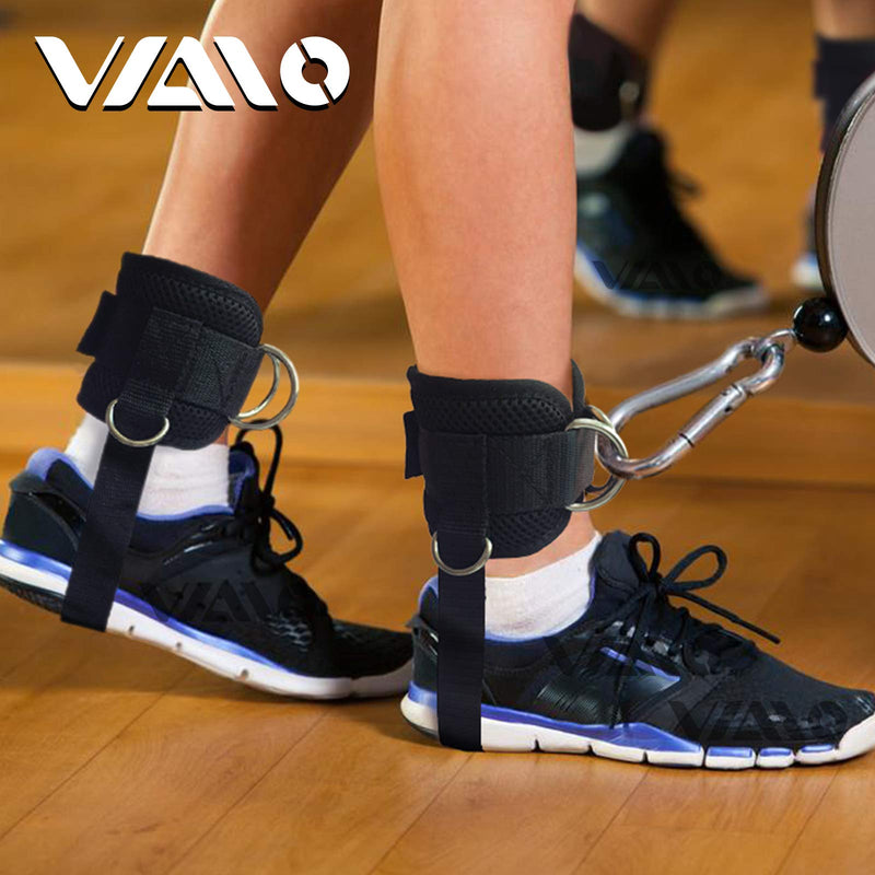 VAIIO Ankle Straps for Cable Machines,Adjustable Comfort fit Neoprene, Reinforce Double D-Ring - Premium Ankle Cuffs to Improve Abdominal Muscles, Lift The Butts, Tone The Legs for Men & Women Black - BeesActive Australia