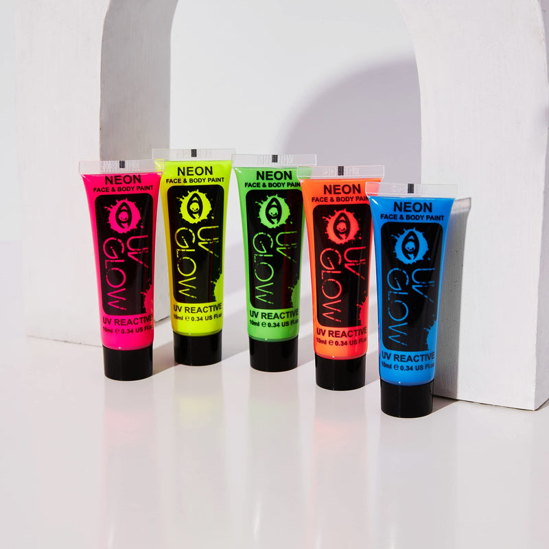 UV Glow Blacklight Neon Face and Body Paint - 0.34oz Set of 5 tubes - Fluorescent - BeesActive Australia