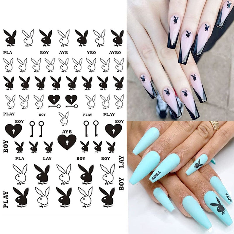 Nail Art Stickers Decal Nail Art Supplies 3D Heart Bunny Nail Decals for Nail Art DIY Self Adhesive Nail Sticker Designs Luxury Designer Nail Stickers for Nail Art Decoration Manicure (6 Sheets) C - BeesActive Australia