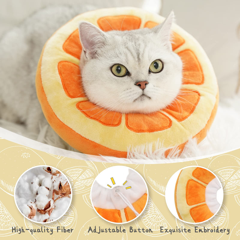 ANWA Adjustable Cat Cone Collar Soft, Cute Cat Recovery Collar, Cat Cones After Surgery for Kittens Medium (7-18 lbs) Orange - BeesActive Australia