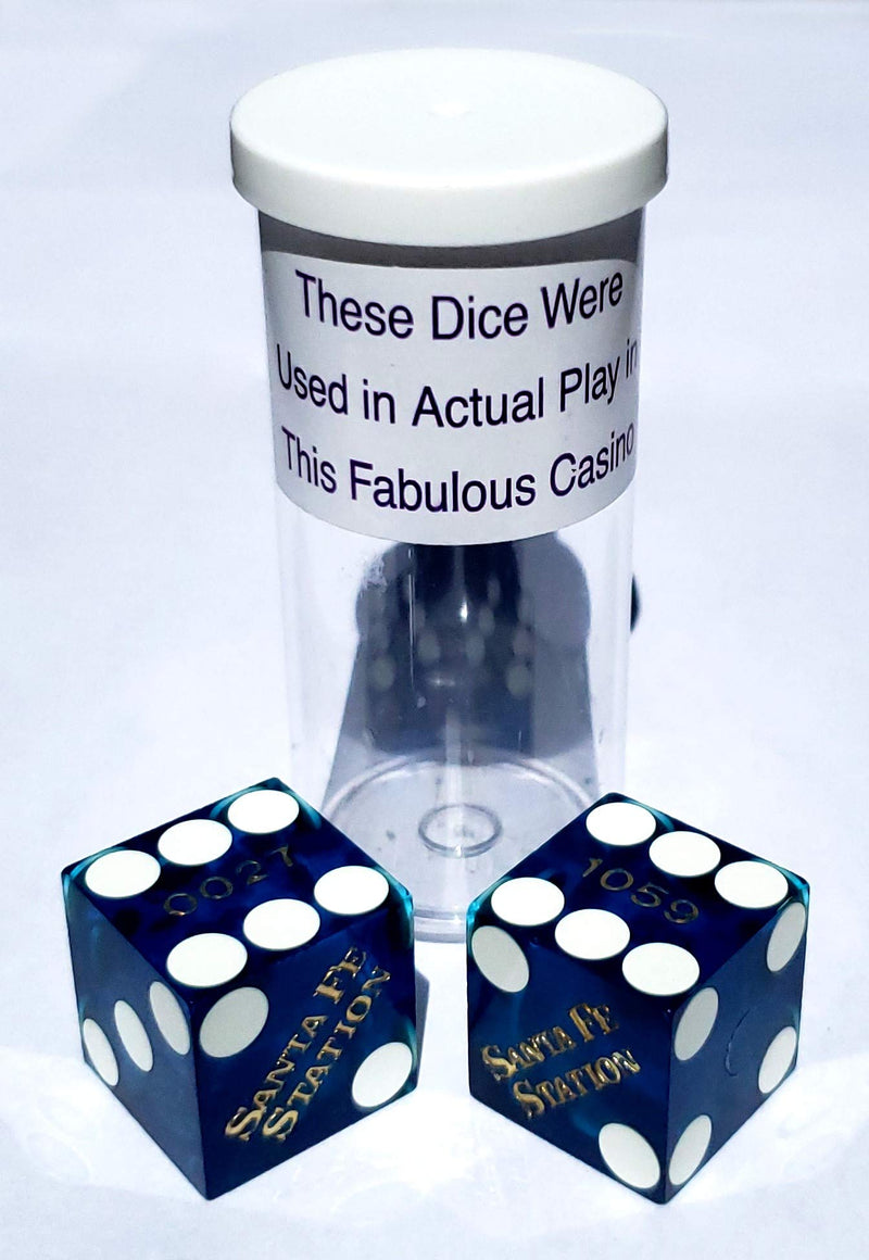 Cyber-Deals Wide Selection of 19mm Craps Dice - Authentic Las Vegas Casino Table-Played (Santa Fe Station (Blue Polished)) - BeesActive Australia