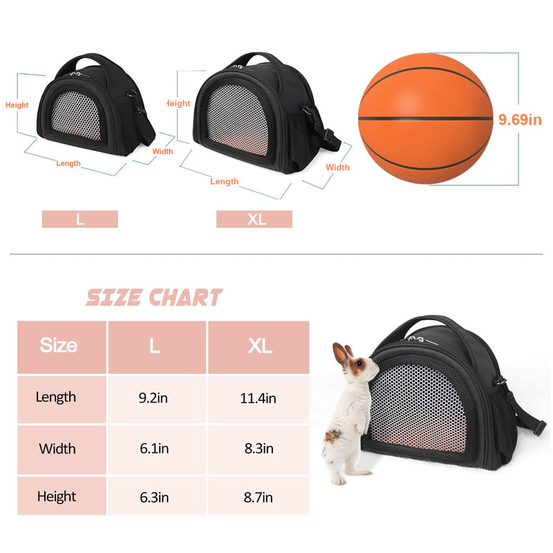YUDODO Hamster Carrier Guinea Pig Carrier Bag Small Animal Sugar Glider Pouch Gerbil Hedgehog Portable Travel Carrier Outdoor Hangbag Flying Squirrel Rat Carrier X-Large Black - BeesActive Australia