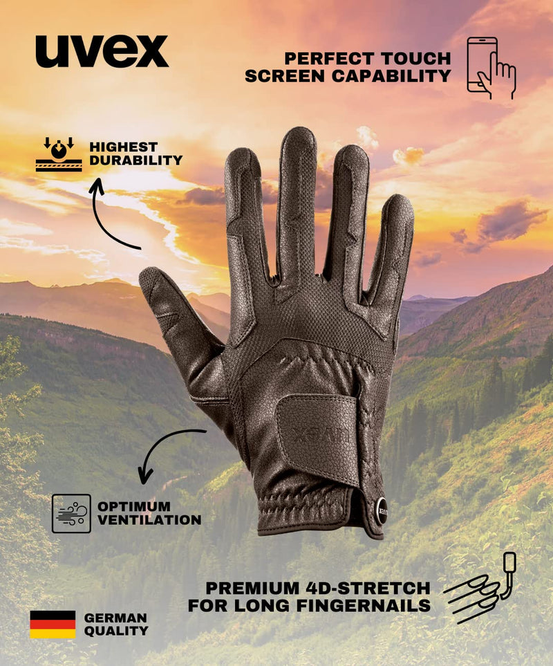 Uvex Stretchable & Breathable Horse Riding Gloves (Western/English) for Women & Men, ventraxion Brown 5 - 6" - BeesActive Australia