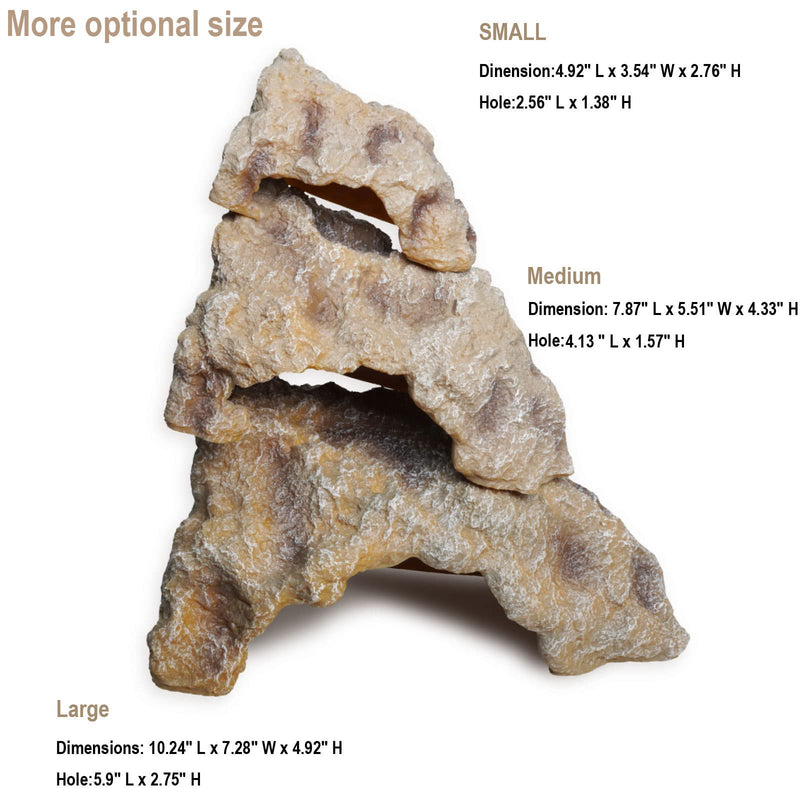 Reptile Hides Large Rock Reptile Cave Hideout Terrarium Habitat Decor Ornament Shelter for Snake Geckos Lizards Bearded Dragon Turtle Frogs Amphibians - BeesActive Australia
