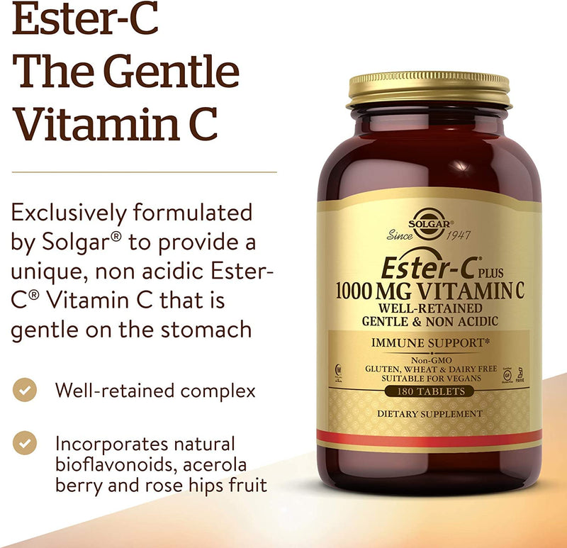 Solgar Ester-C Plus 1000 Mg Vitamin C Tablets - Pack of 30 - Supports Healthy Immune System - Highly Absorbable Vitamin C - Vegan and Gluten Free - BeesActive Australia