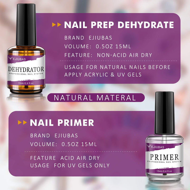 Ejiubas Nail Primer, Professional Natural Nail Prep Dehydrator and Primer, Long-Lasting Primer for Acrylic Nails, Fast Air Dry Nail Primer for Acrylic, Nail Dehydrator and Primer 15ML / 0.5 oz - BeesActive Australia