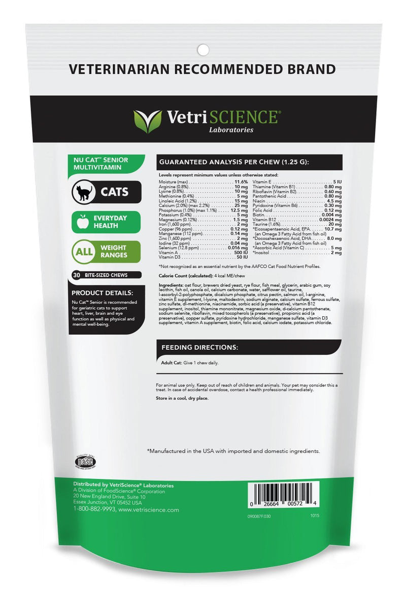 VETRISCIENCE NuCat Senior Multivitamin for Cats 30 - BeesActive Australia
