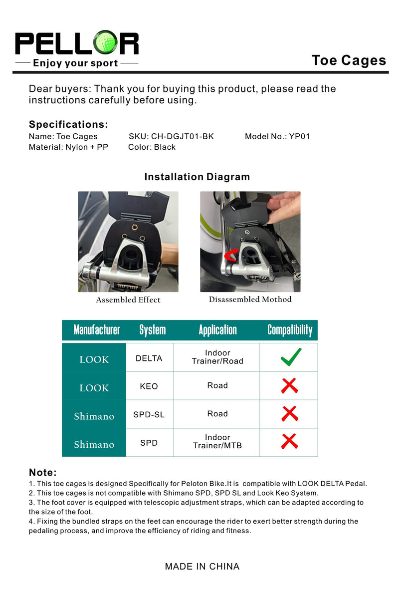 PELLOR Adjustable Toe Cages with Straps for Peloton Bike and Peloton Bike +, Indoor Cycling Exercise Bike Adjustable Adapter Pedal Compatible with Look Delta Pedals - BeesActive Australia