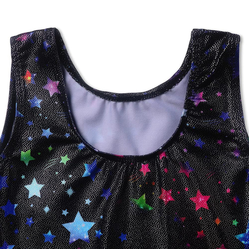 EQSJIU Gymnastics Leotards for Girls Kids Rainbow Mosaic Mermaid Butterfly Stars Leopard Galaxy Tie Dye Cosmos Leopard 5/6 Years Colorful Stars - BeesActive Australia