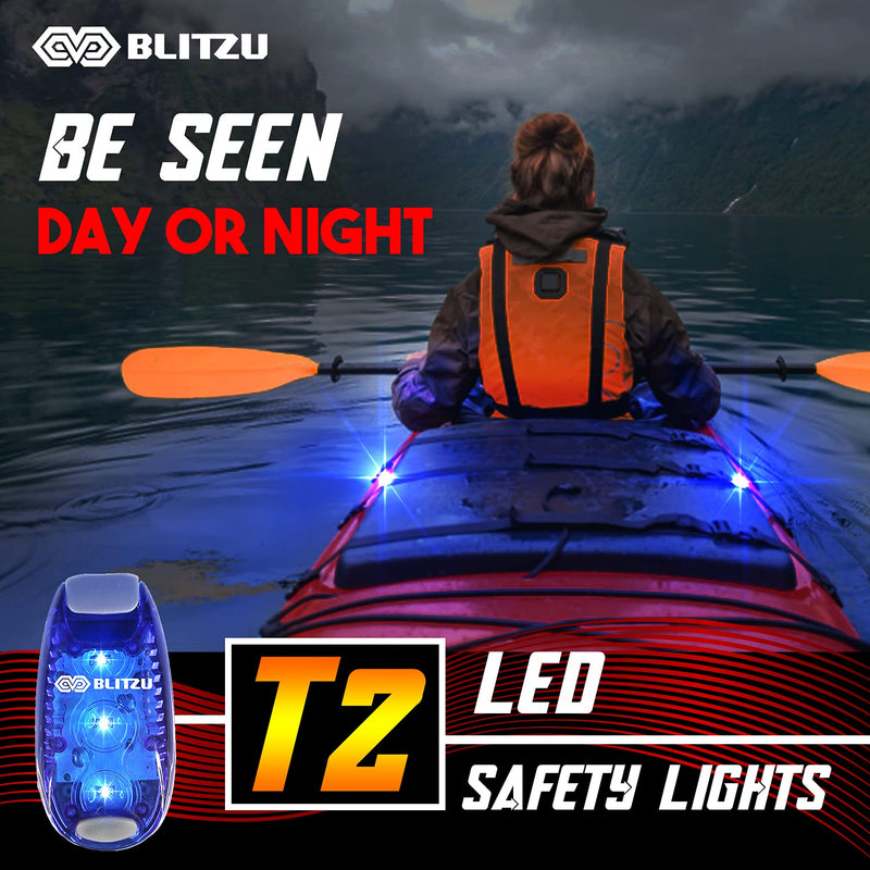BLITZU 4 Pack LED Safety Lights Gear for Kids, Women & Men. Great for Bike Tail Light, Kayak, Dog Collar, Stroller, Walking, Boat, Runners, Night Running Blinking Warning Reflective Light Accessories Blue - BeesActive Australia
