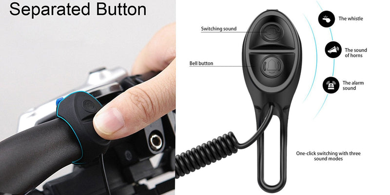 Ytuomzi Electric Bike Horn USB Rechargeable Bicycle Bell 120 db Invisible Cycling Alarm Loud Horn Waterproof 3 Modes Alert Ring for Mountain/Road Bike Scooters Handlebar 22-31.8mm Black - BeesActive Australia