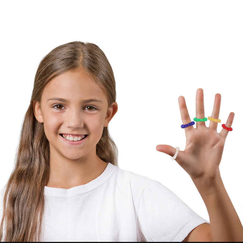 15 Pieces Spiky Sensory Finger Rings, Spiky Finger Ring/Acupressure Ring Set for Teens, Adults, Silent Stress Reducer and Massager (15 Pieces) - BeesActive Australia