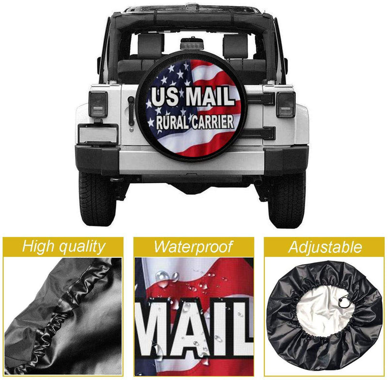 MSGUIDE US Mail Rural Carrier Spare Wheel Tire Cover Weatherproof Tire Protectors for Jeep Trailer RV SUV Truck and Many Vehicles (14" 15" 16" 17") 14'' for diameter 23''-27'' - BeesActive Australia