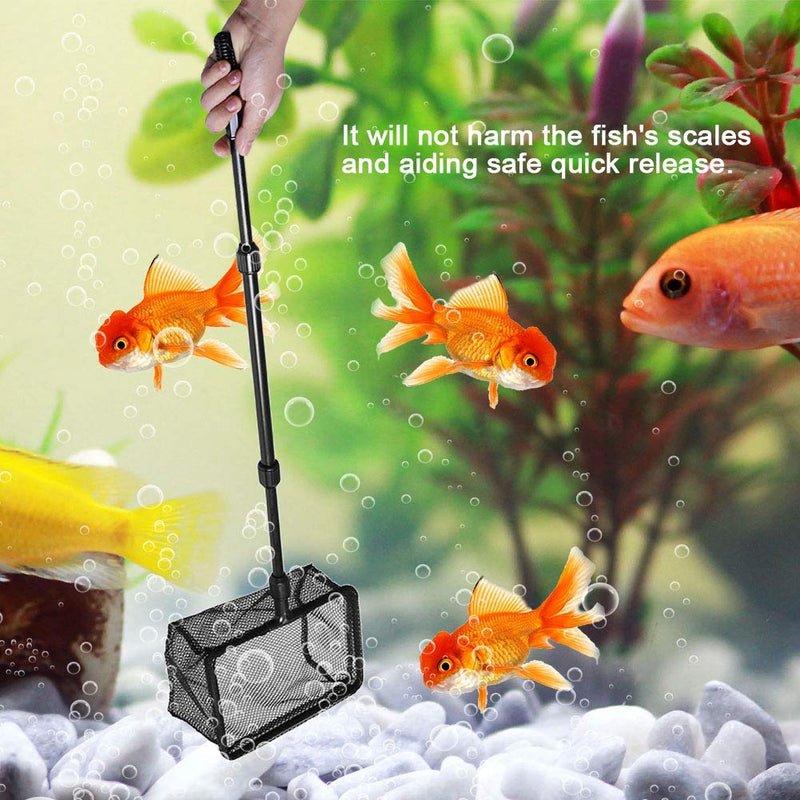 Pssopp Aquarium Fishing Landing Net Retractable Fish Tank Fishing Net Square Fish Shrimp Net Floating Objects Clean Tools for Fish Catch and Release Medium - BeesActive Australia