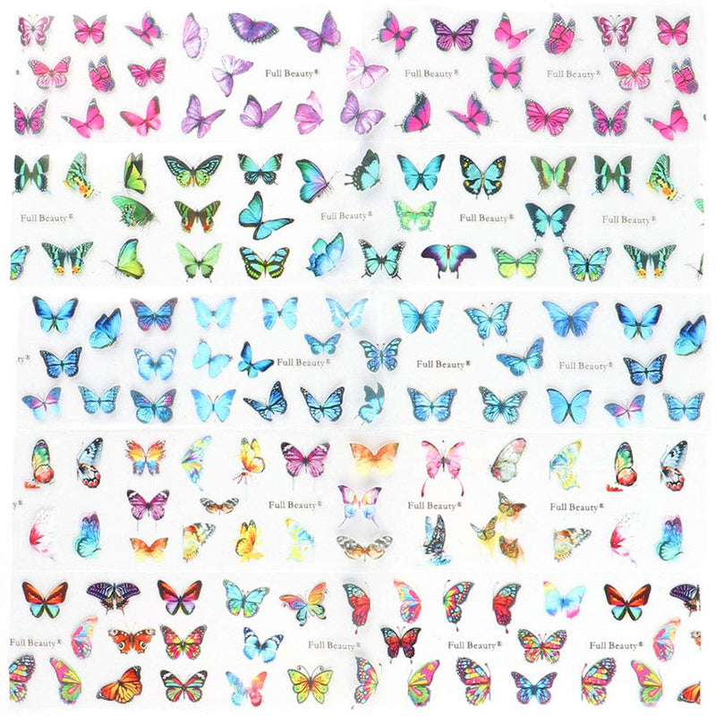 Butterfly Nail Foil Transfer Stickers Colorful Butterflies Nail Starry Paper Designs Nail Art Decals Supplies Charms Decoration for Women Nail Acrylic DIY Manicure Tips - BeesActive Australia