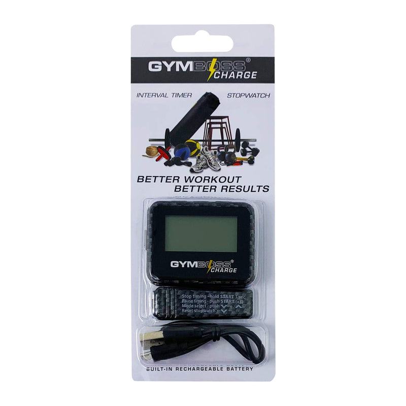 Gymboss Charge Interval Timer and Stopwatch & Watchstrap - Bundle Carbon Black - BeesActive Australia