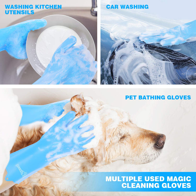 Pecute Pet Grooming Gloves, Heat Resistant Cat Bathing Gloves with High-Density Teeth, Silicone Dog Bathing Gloves with Enhanced Five Finger Design, Bathing and Massaging for Dogs and Cats - BeesActive Australia