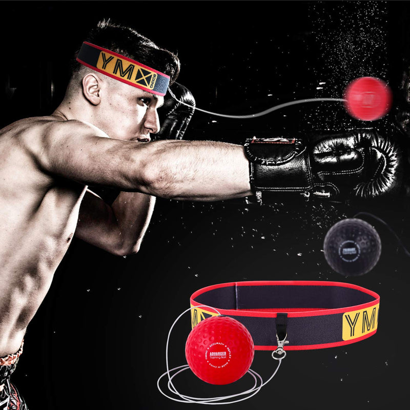 YMX Boxing Training Reflex Ball - Adjustable Elastic Head Band, Light Weight Soft Foam Balls - Improve Hand to Eye Coordination, Reaction Speed, Focus, Accuracy - Cardio Sports Exercise Equipment Black/Red - BeesActive Australia