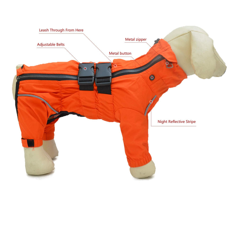 Dogs Waterproof Jacket, Lightweight Waterproof Jacket Reflective Safety Dog Raincoat Windproof Snow-Proof Dog Vest for Small Medium Large Dogs M (back 14") Orange - BeesActive Australia