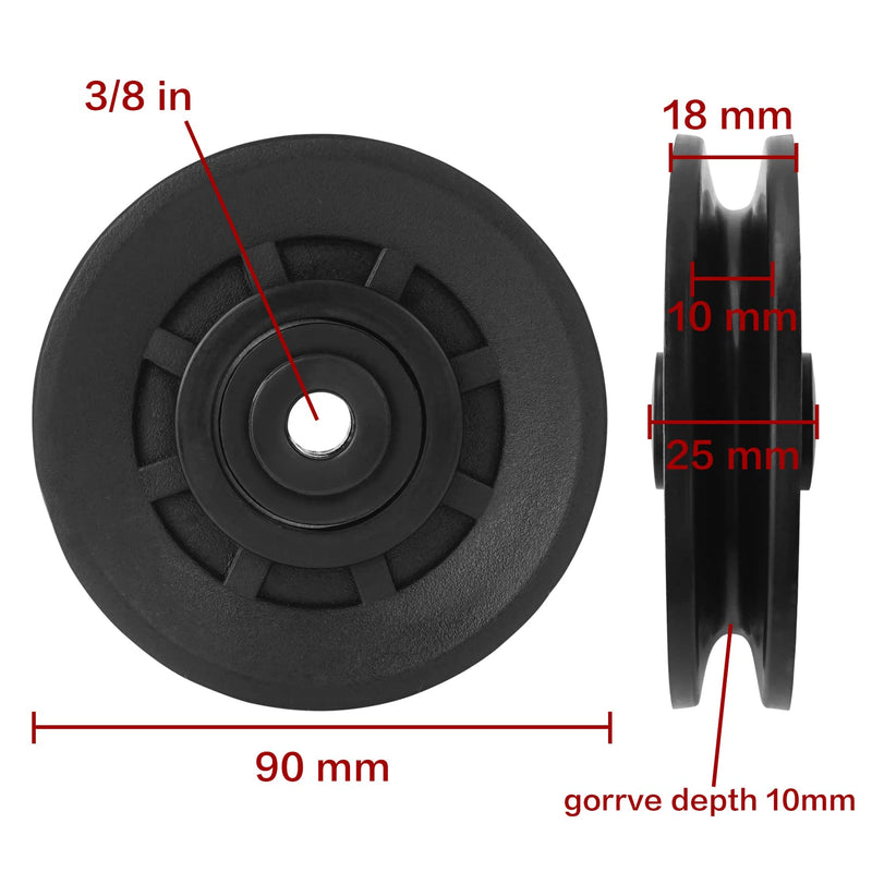Luwint 3.5" Bearing Pulley Wheel, 2 Packs Fitness Pulleys Replacement for Home Gym Parts - BeesActive Australia