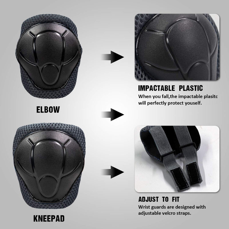 Toddler Helmet Kids Knee Pads for 2-8 Years Toddler Youth Bike Skateboard Helmet Knee Elbow Wrist Pads for Roller Bicycle Bike Skateboard and Other Extreme Sports Activities Black Small - BeesActive Australia