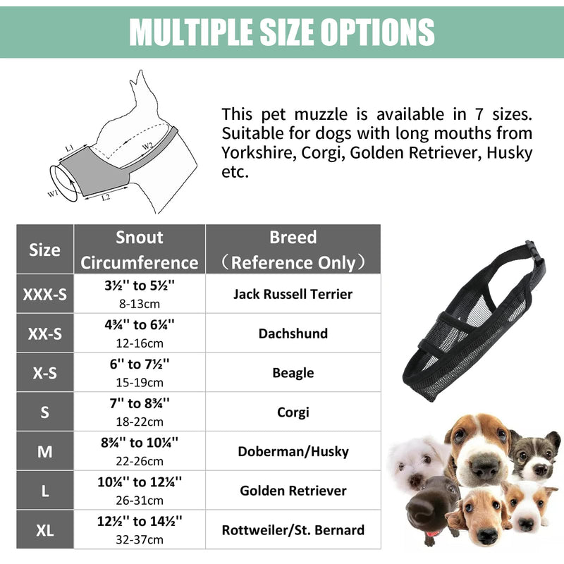 Dog Muzzle Anti Biting Barking - Soft Air Mesh Breathable and Drinkable，Adjustable Loop Pet Muzzle for Small Medium Large Dogs - (XL) - BeesActive Australia