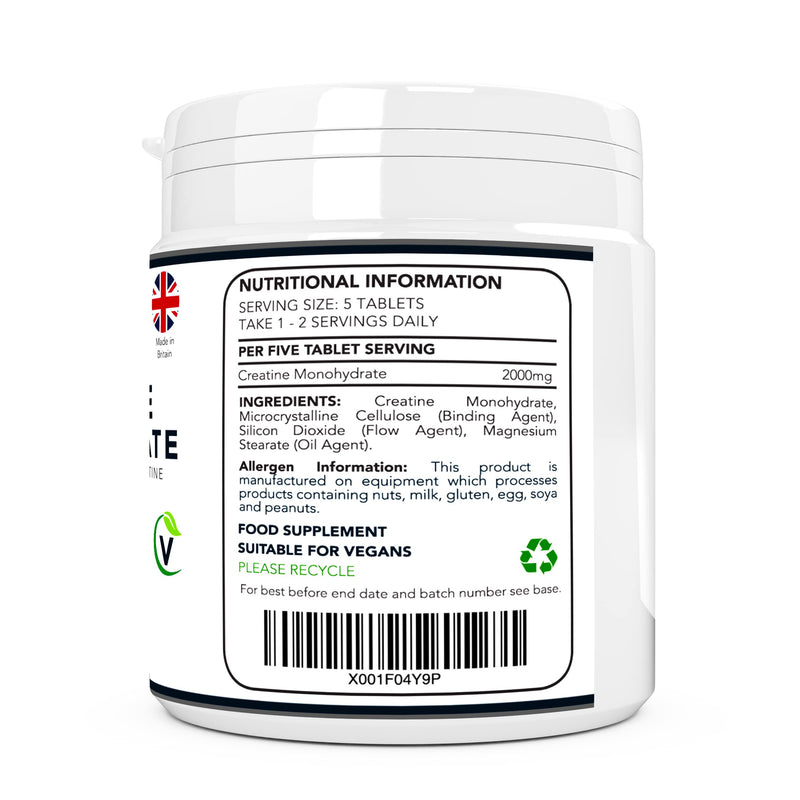 Creatine Monohydrate Tablets by Opal Fitness – Easy to Swallow Vegan Tablets - Scientifically Proven to Increase Muscle Strength, High Intensity Explosive Energy, and Build Lean Muscle Mass - BeesActive Australia