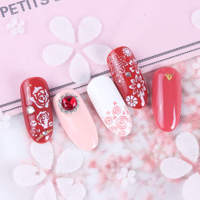 Newest Nail Stamping Plates Kit Sets 6pcs Nail Art Stamp Templates Image Plate Free Stamper & Scraper Nail Art Tools (Flower Series) Flower Series - BeesActive Australia