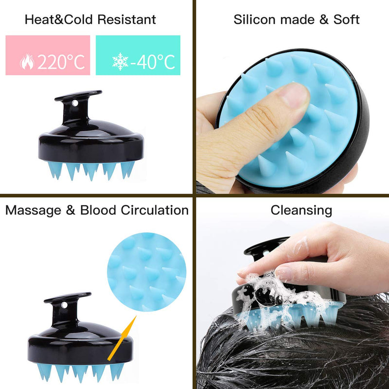 Ithyes Shampoo Brush Silicon Scalp Massager Hair Brush Wet Dry Comb Head Rubber Care Improve Blood Circulation for Men,Women Pets, Black - BeesActive Australia