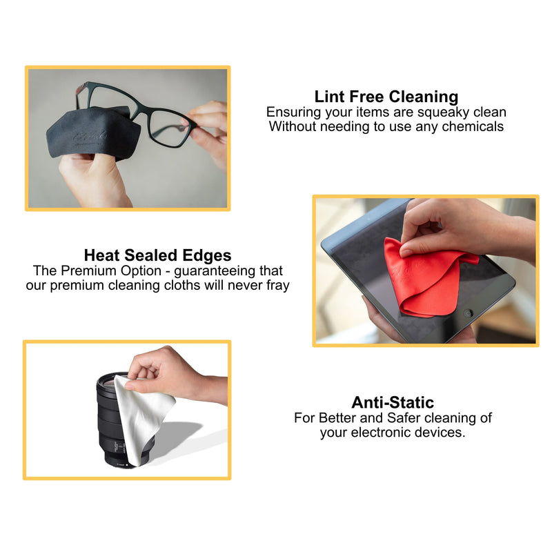 8* Ed Hicks Premium Microfibre Glasses Cleaning Cloths also for Phone Screens, Lenses � Ultra Effective, Chemical Free Cleaning � Super Soft � Reusable � Easy to find Colours � Storage Pouch Medium (12 x 12cm) Multi-Colour (8 Pack) - BeesActive Australia