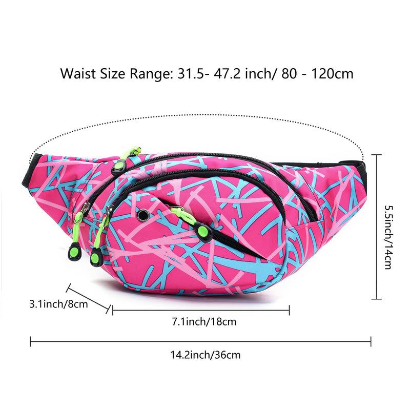 Fanny Pack for Men Women - Long Keeper Multifunction Waist Bag Water Resistant Chest Bag Adjustable Belt Walking Running (Pink) Pink - BeesActive Australia