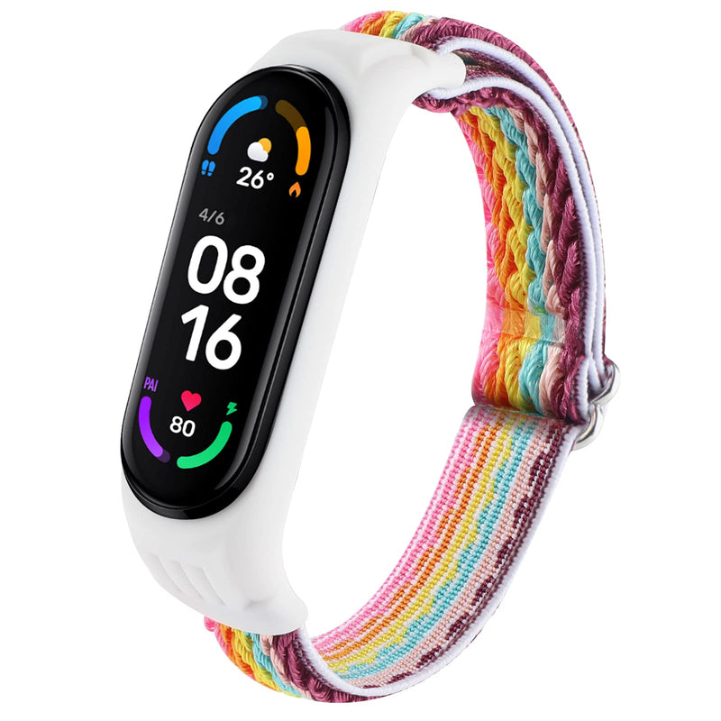 WONFAITH Adjustable Elastic Nylon Straps Compatible with Xiaomi Mi Band 6/Xiaomi 5/Xiaomi 4/Xiaomi 3, Soft Breathable Sport Replacement Wristband for Women Men (Colorful) Colorful - BeesActive Australia
