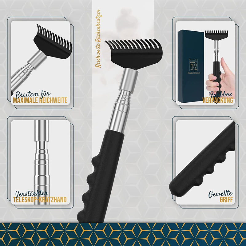 RAAFI Large Robust Back Scratcher for Smooth Scratching Against Itching. Back Scratcher for Men and Women with Extra Wide Head for Maximum Scratching Surface and Reinforced Telescope for Stability - BeesActive Australia
