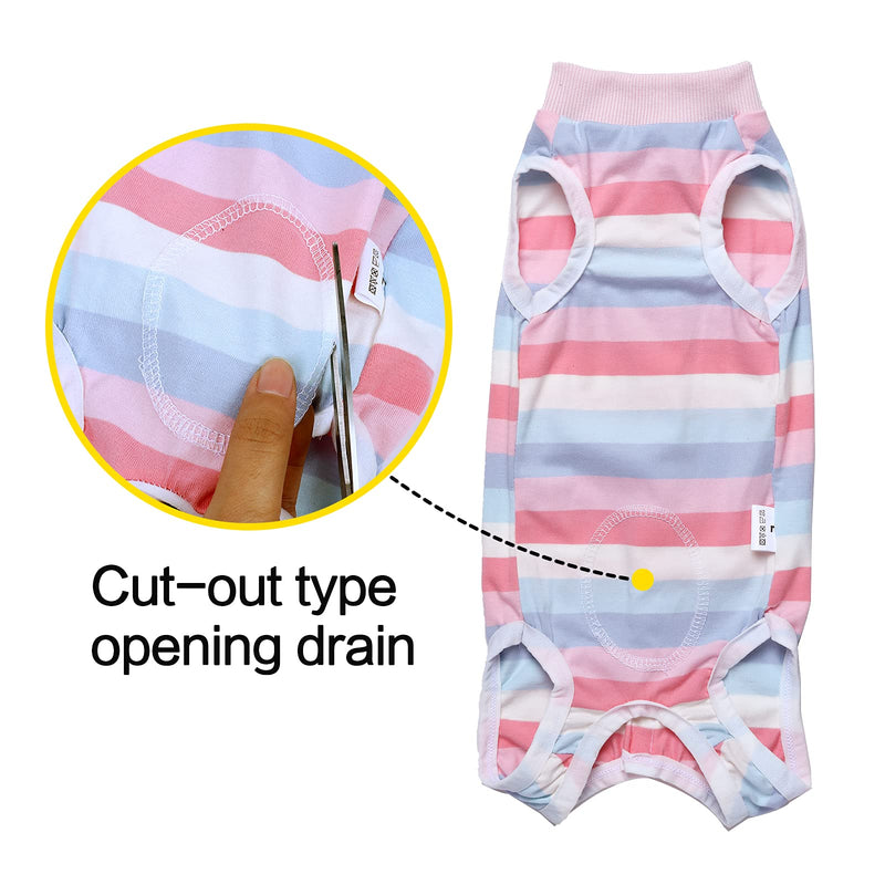 Coppthinktu Dog Recovery Suit for Abdominal Wounds or Skin Diseases, Breathable Dog Surgery Recovery Suit for Dogs, E-Collar Alternative After Surgery Wear Anti Licking Wounds Stripe. L Chest 17" Neck 11" Weight 9-13 lb Pink - BeesActive Australia